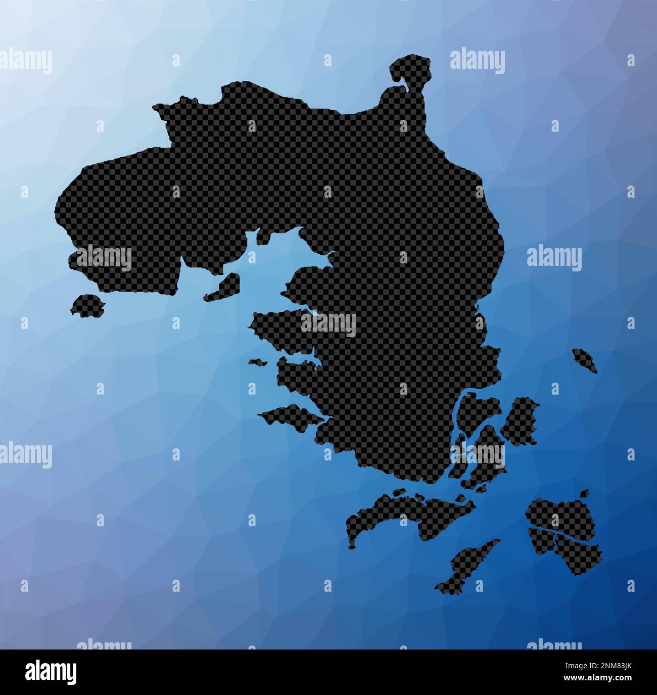 Geometrische Karte der Insel Bintan. Schablonenform von Bintan in niedriger Poly-Form. Stilvolle Inselvektordarstellung. Stock Vektor