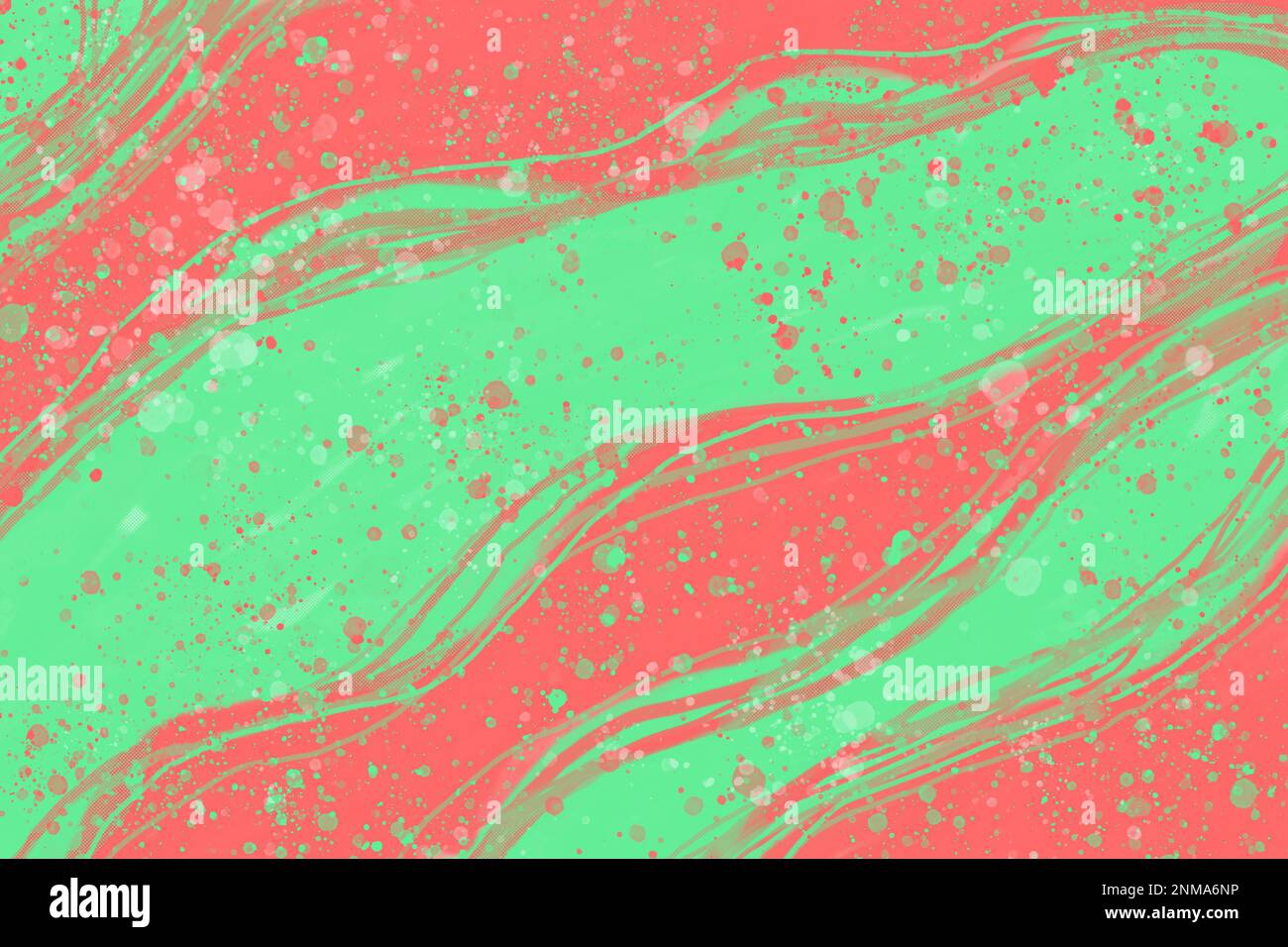 Goiania, Goias, Brasilien – 24. Februar 2023: Ein zweifarbiger Aufdruck mit sinusförmigen Linien und einigen Spritzer. Stockfoto