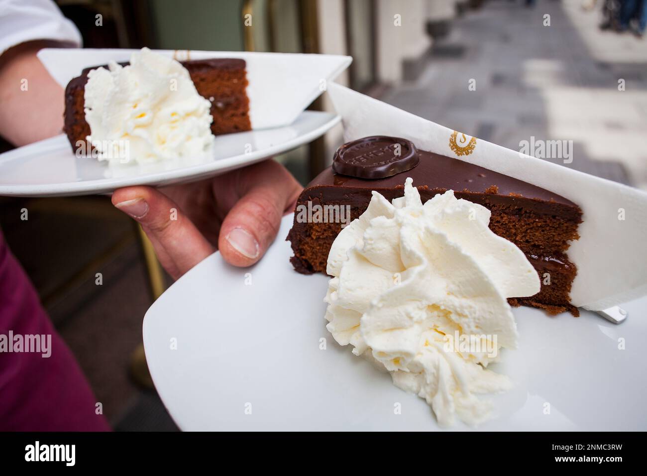 Sacher Torte, Hotel Sacher, Wien, Österreich Stockfoto