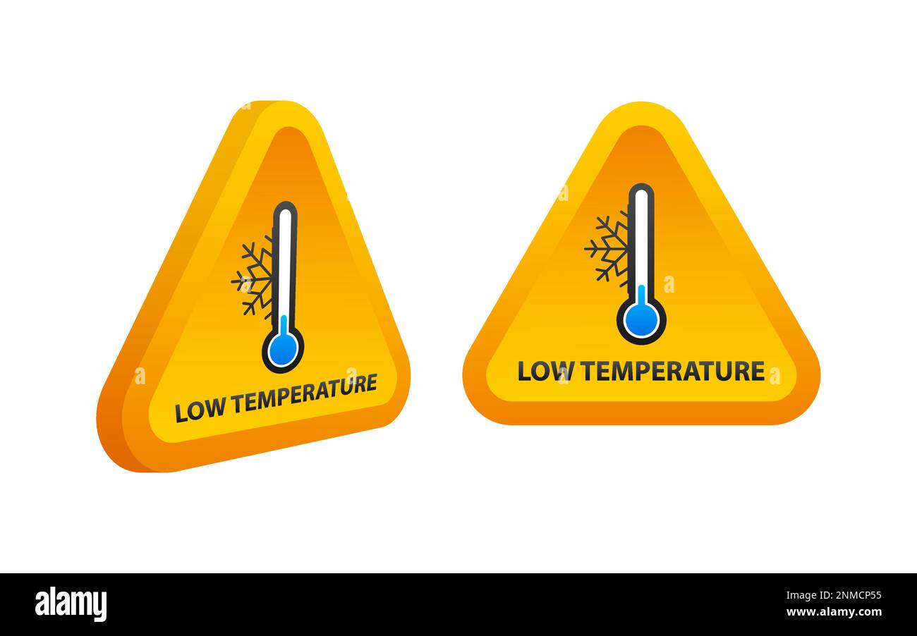 Warnschild niedrige Temperatur. Eissymbol. SubZero-Thermometer Stock Vektor