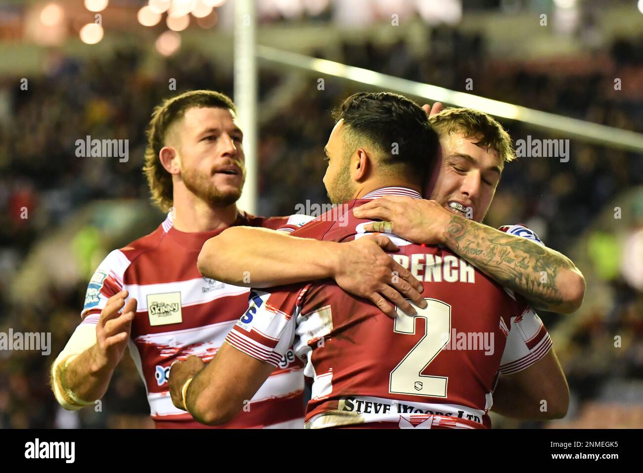 DW Stadium, Wigan, England. 24. Februar 2023 Betfred Super League, Wigan Warriors gegen Wakefield Trinity; Betfred Super League Match zwischen Wigan Warriors und Wakefield Trinity, Guthaben: Mark Percy/Alamy Live News Stockfoto