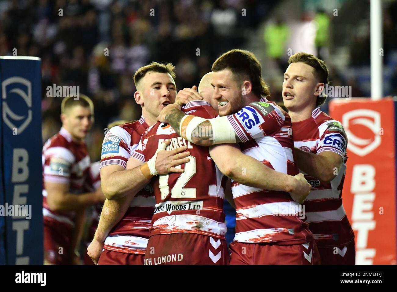 DW Stadium, Wigan, England. 24. Februar 2023 Betfred Super League, Wigan Warriors gegen Wakefield Trinity; Betfred Super League Match zwischen Wigan Warriors und Wakefield Trinity, Guthaben: Mark Percy/Alamy Live News Stockfoto