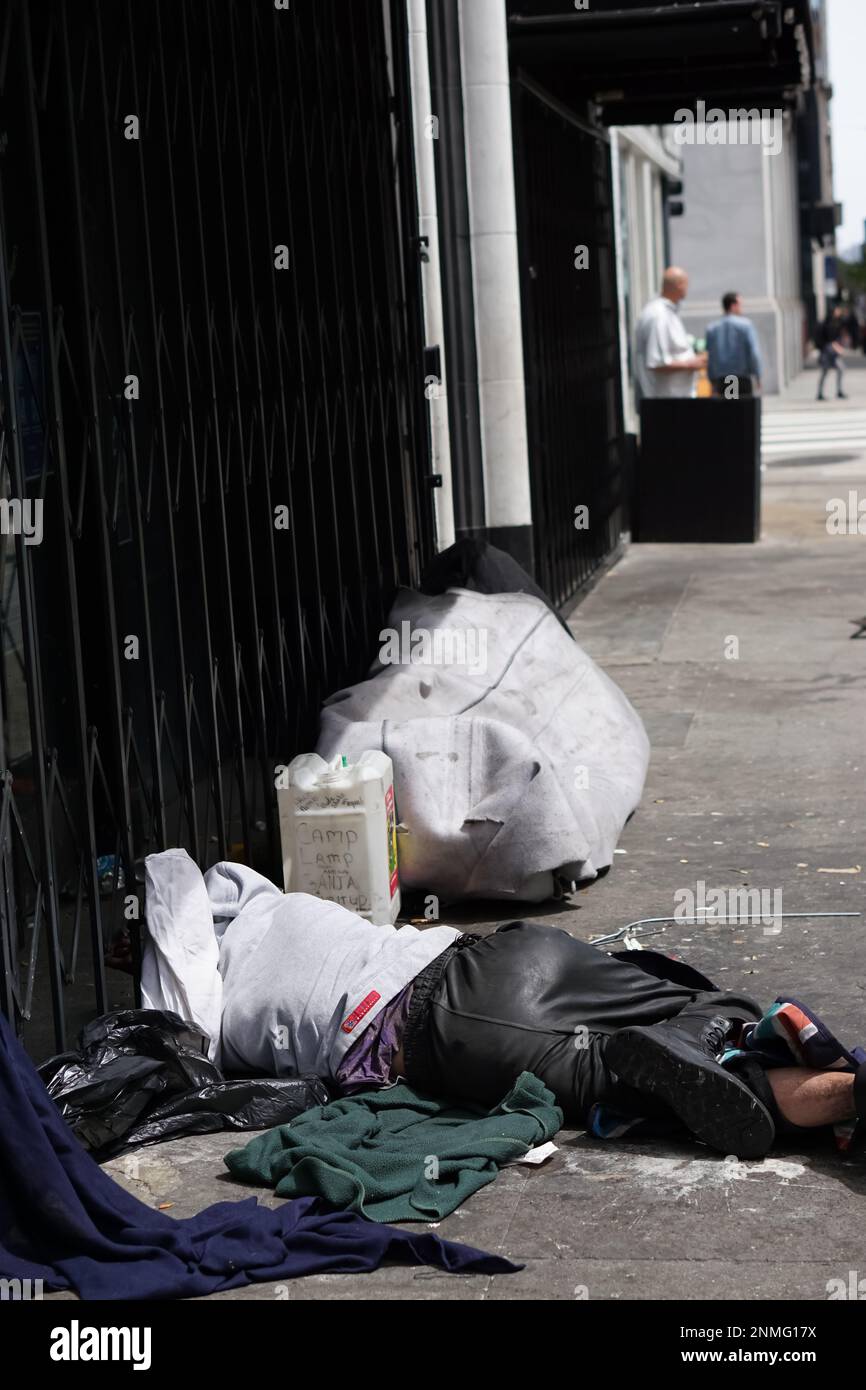 San francisco, Kalifornien, USA februar 17 2023 Obdachlose in san francisco Stockfoto