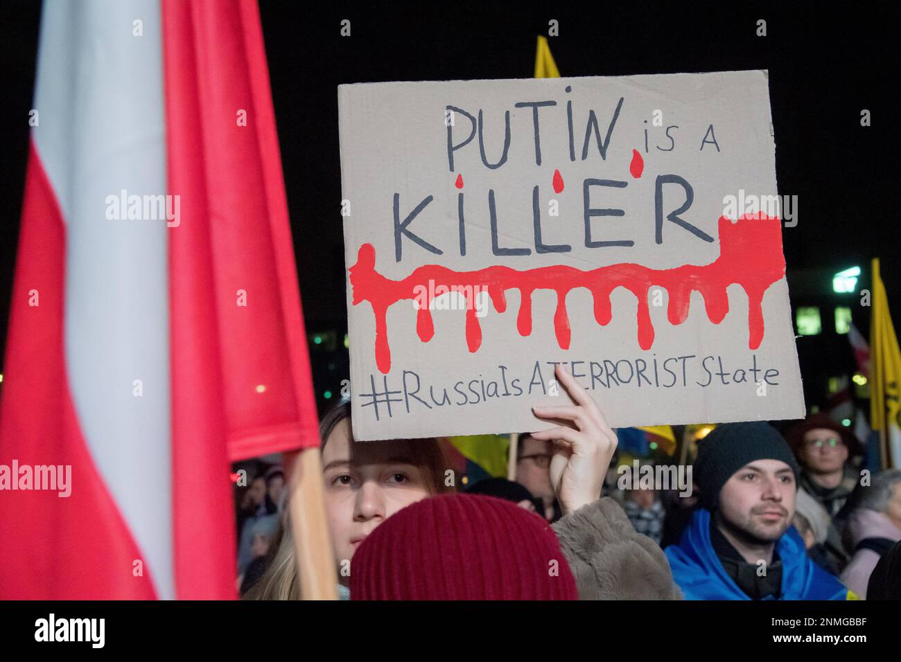 Danzig, Polen. 24. Februar 2023 Protest im ersten Jahrestag der russischen Invasion in der Ukraine © Wojciech Strozyk / Alamy Live News Stockfoto