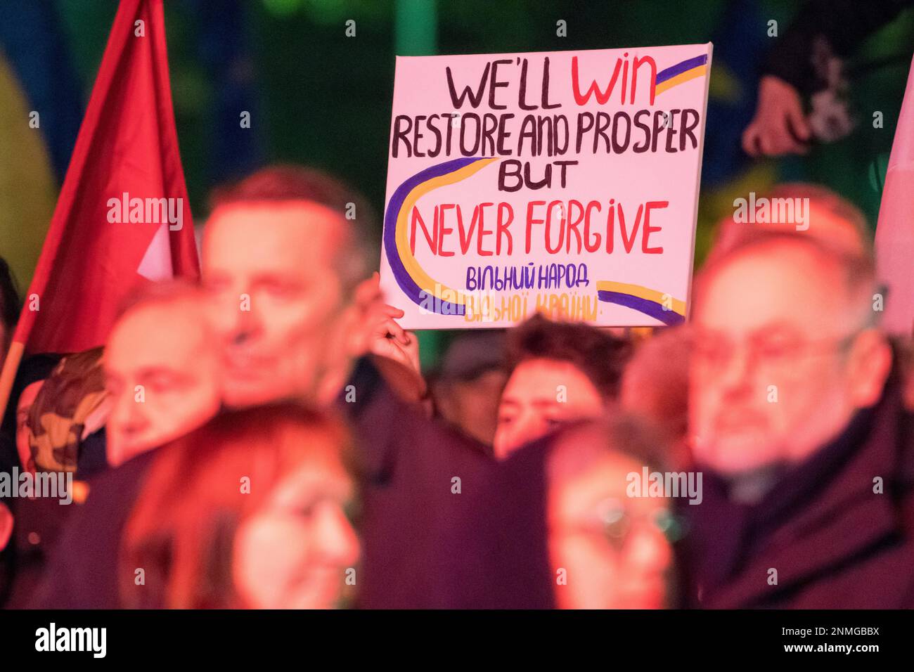Danzig, Polen. 24. Februar 2023 Protest im ersten Jahrestag der russischen Invasion in der Ukraine © Wojciech Strozyk / Alamy Live News Stockfoto