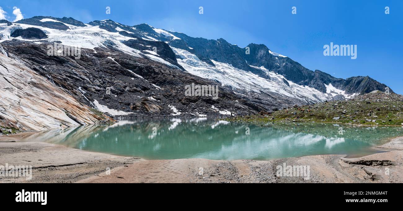 Eissee mit Krimmler Kees, Gletscher, Krimmler Achental, Krimmler Ache, hoher Tauern Nationalpark, Krimml, Pinzgau, Salzburg, Österreich Stockfoto