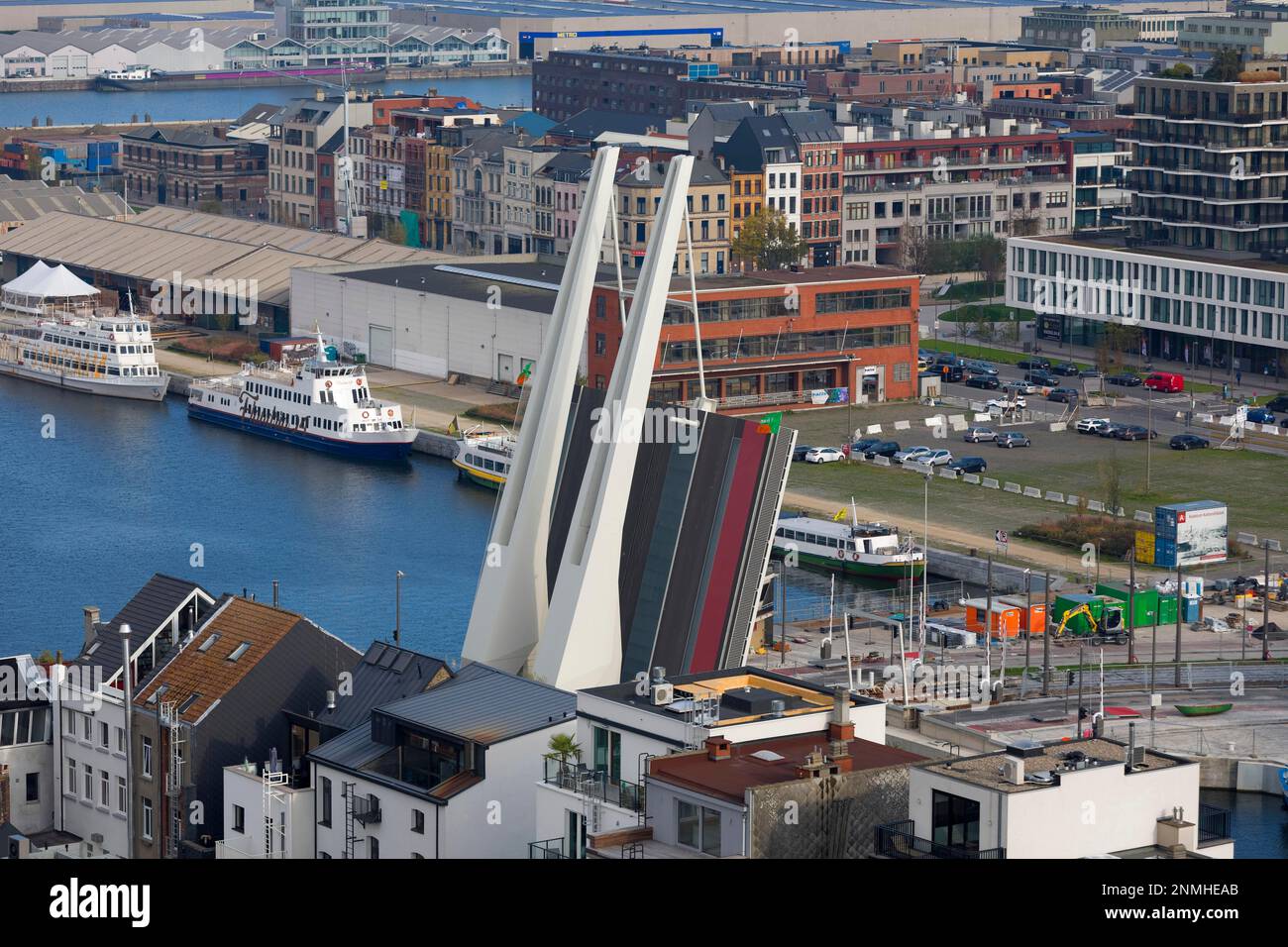 Liftbrücke, Hafen von Antwerpen Stockfoto