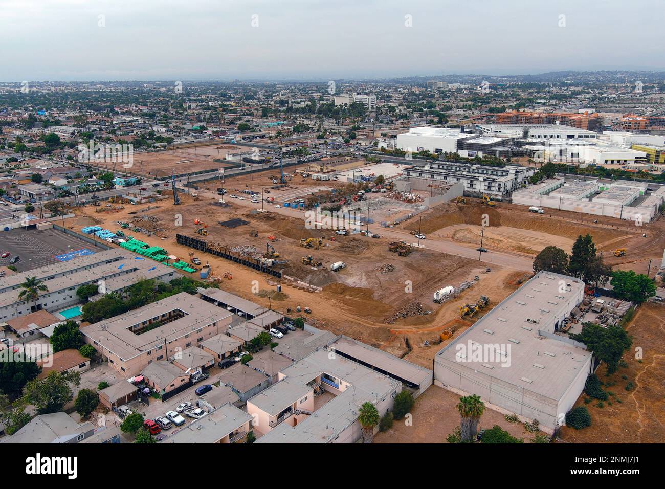 An aerial view of the Intuit Dome construction site, Monday, Sept. 27