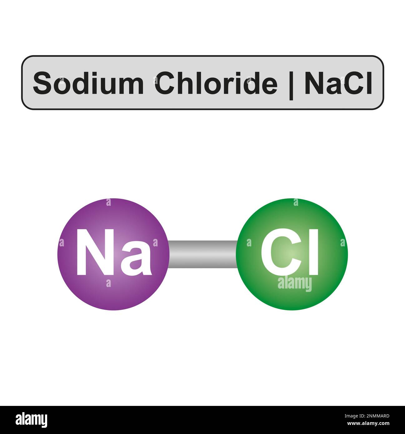 Natriumchloridmolekül, Illustration Stockfoto