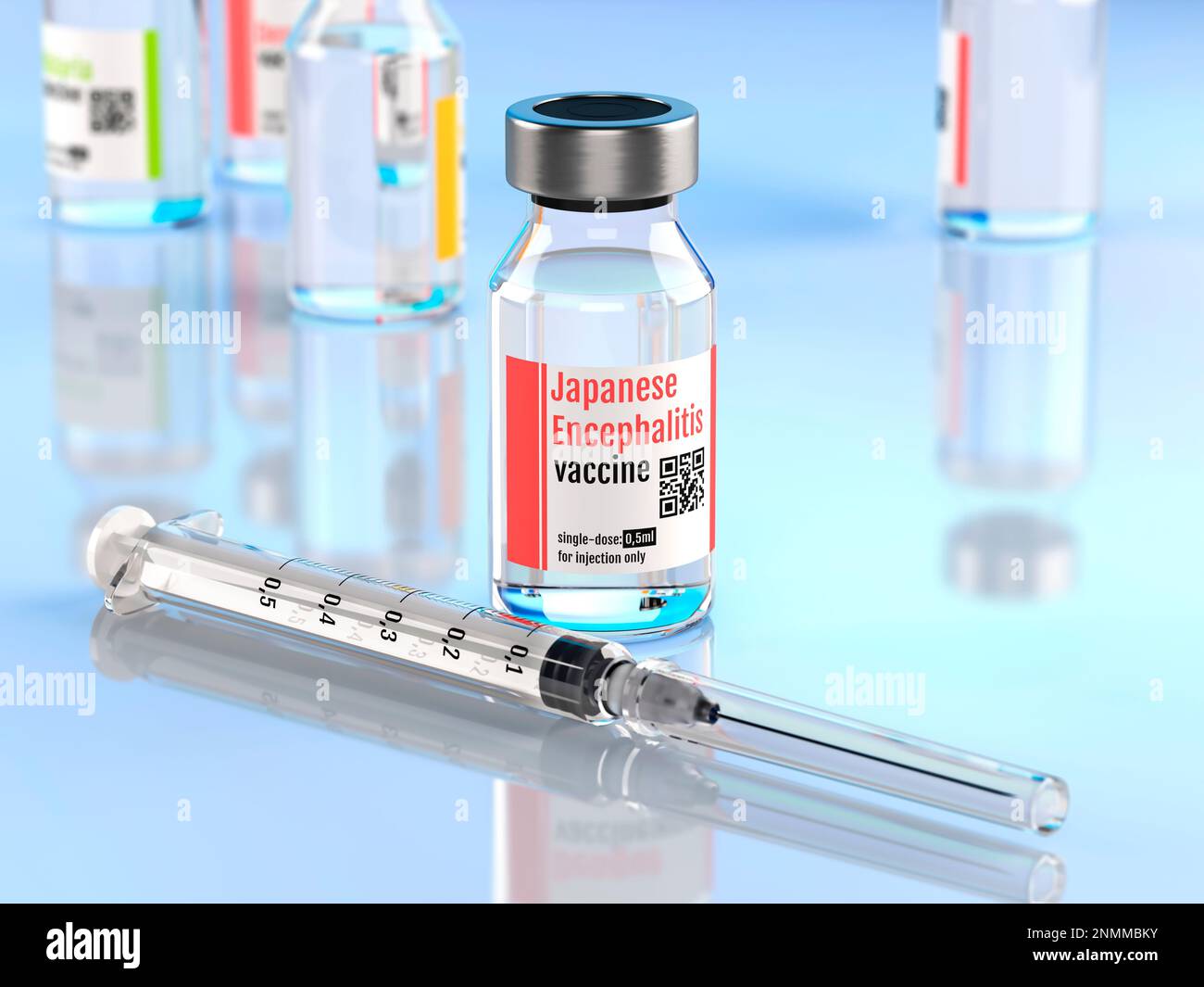 Japanischer Enzephalitis-Virus-Impfstoff, Illustration Stockfoto