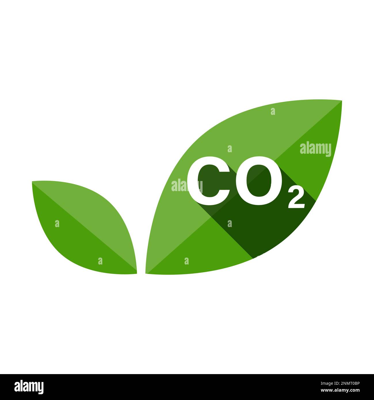 Grüner Blattsymbolvektor mit dem Text CO2 CO2-freie Industrieproduktion umweltfreundlich keine Luftverschmutzung für Grafik Stock Vektor