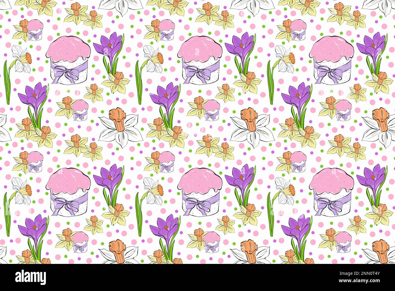 Nahtloses Ostermuster. Blumenhintergrund für Verpackung und textil Stockfoto