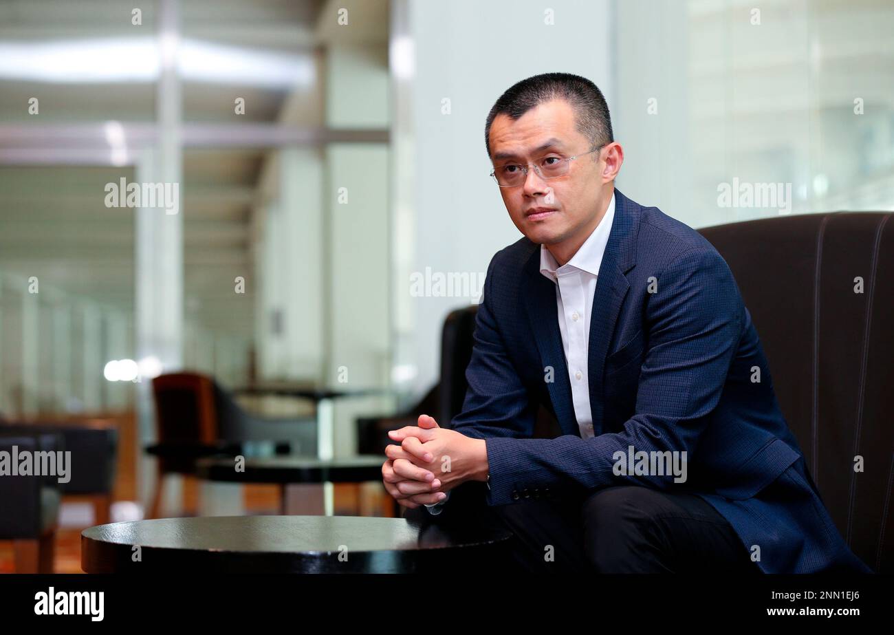 Binance founder and chief executive Zhao Changpeng, photographed on 12 July 2021 (Singapore Press via AP Images) Stockfoto