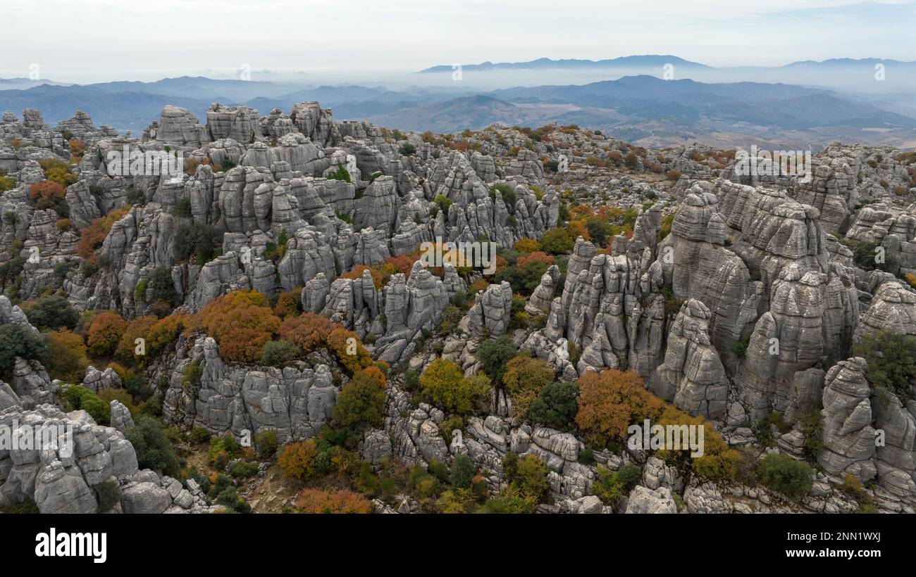 Blick auf die natürliche Stätte von Antequera in der Provinz Malaga, Spanien Stockfoto