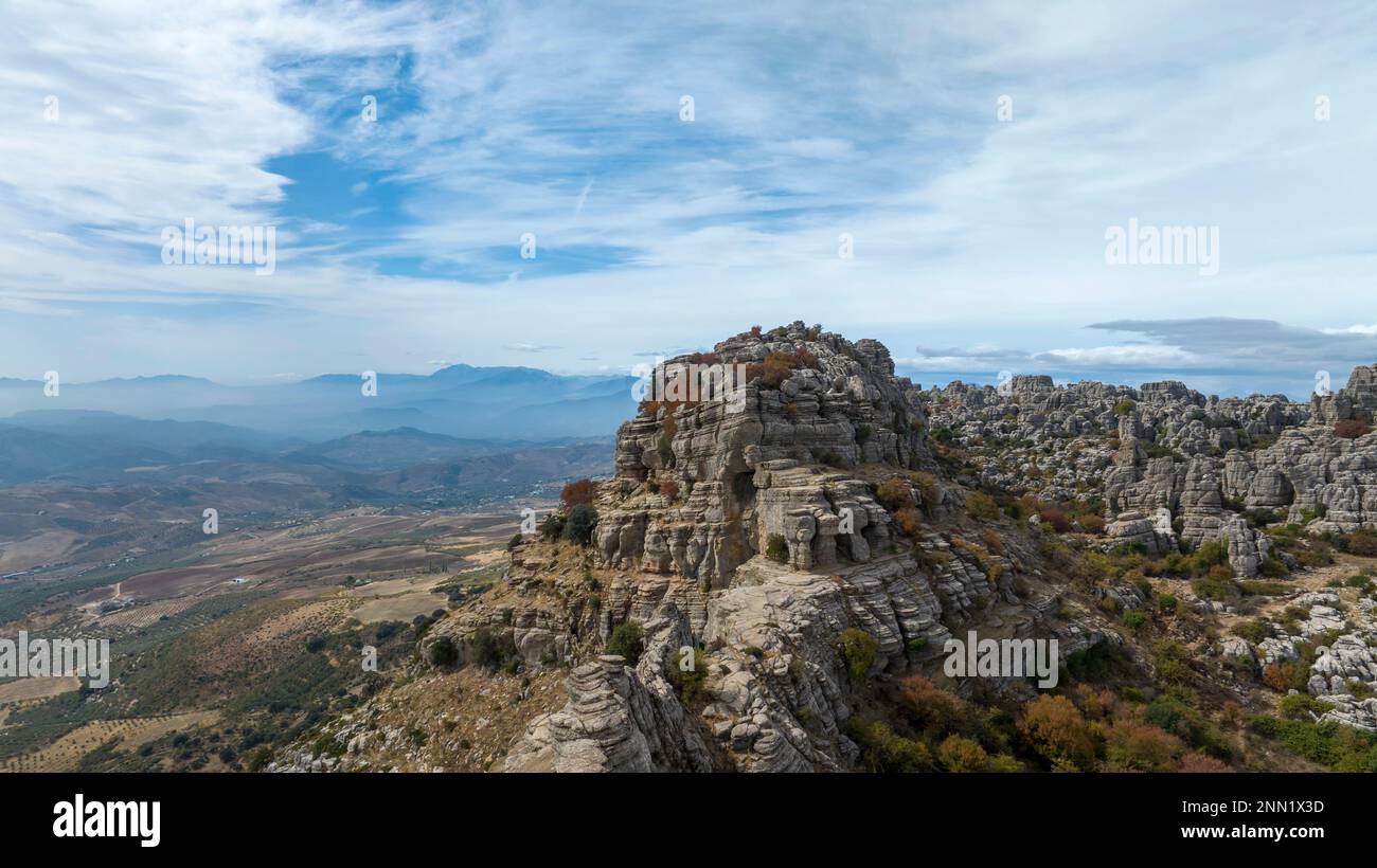 Blick auf die natürliche Stätte von Antequera in der Provinz Malaga, Spanien Stockfoto