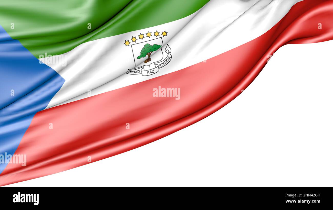 Flagge Äquatorialguineas isoliert auf weißem Hintergrund, Abbildung 3D Stockfoto