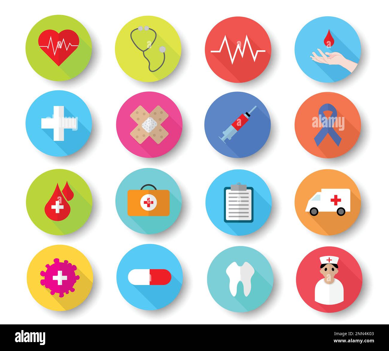 Medical Kit bunte Symbole Vektordarstellung isoliert auf weißem Hintergrund. Stock Vektor