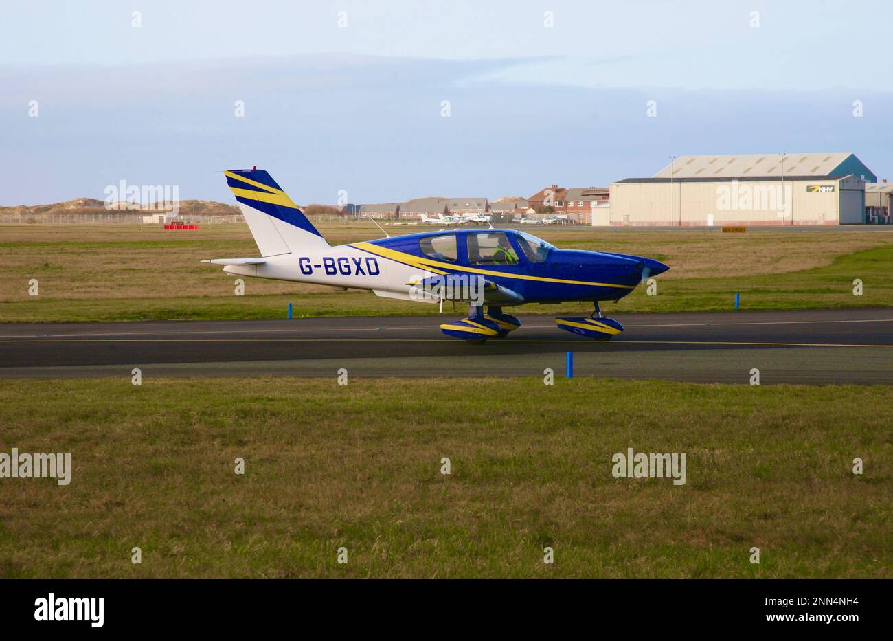 Ein Socata TB-10 Tobago-Flugzeug am Blackpool Airport, Blackpool, Lancashire, Vereinigtes Königreich, Europa Stockfoto