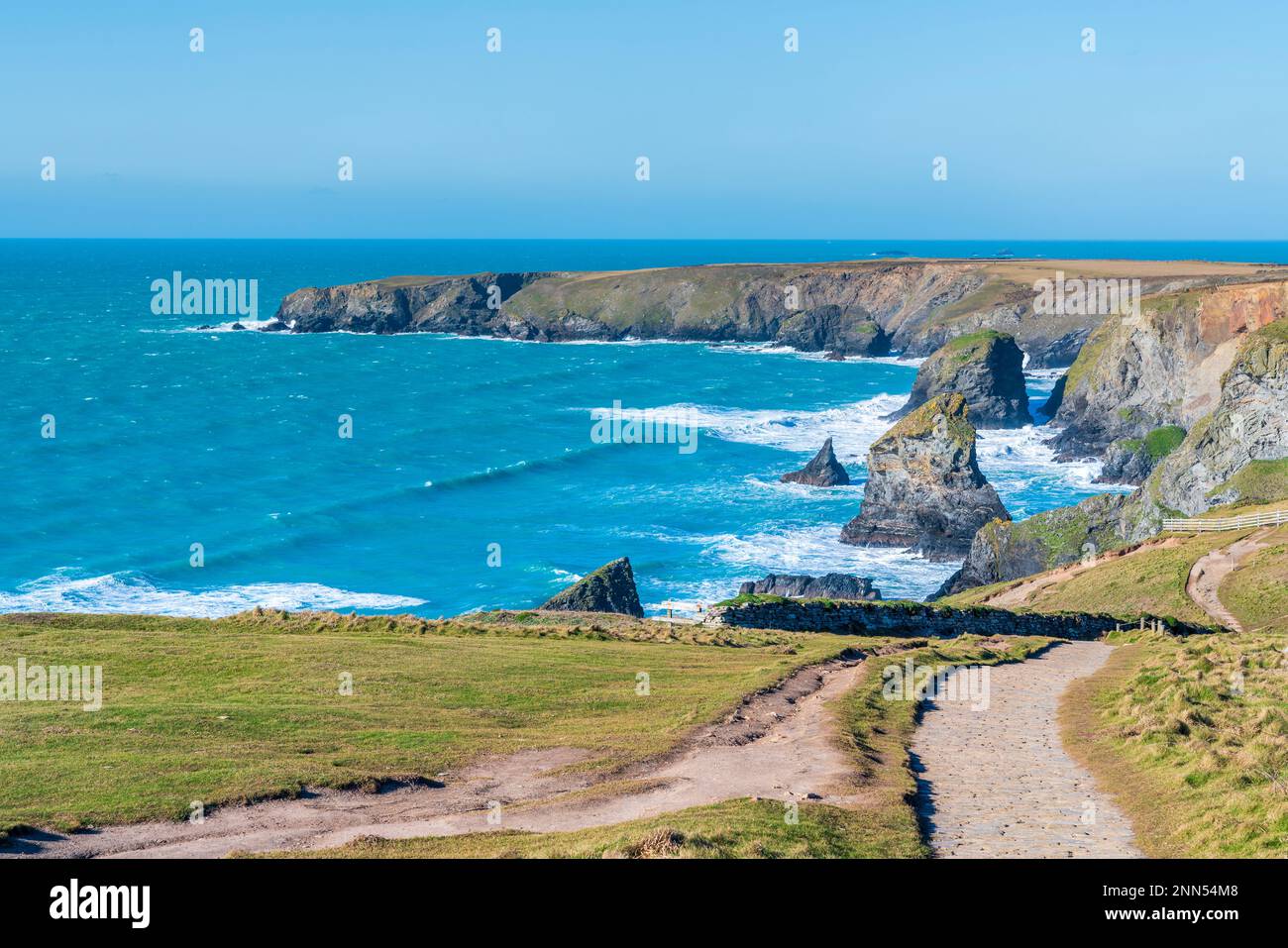 Bedruthan Steps, Cornwall, England, Vereinigtes Königreich, Europa Stockfoto