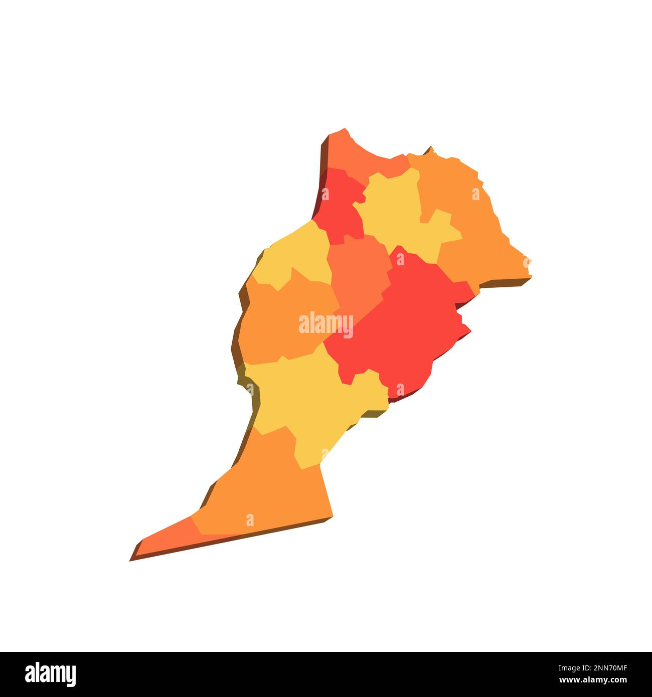 Marokko: Politische Karte der Verwaltungsabteilungen - Regionen. Zuordnung mit Beschriftungen. Stock Vektor