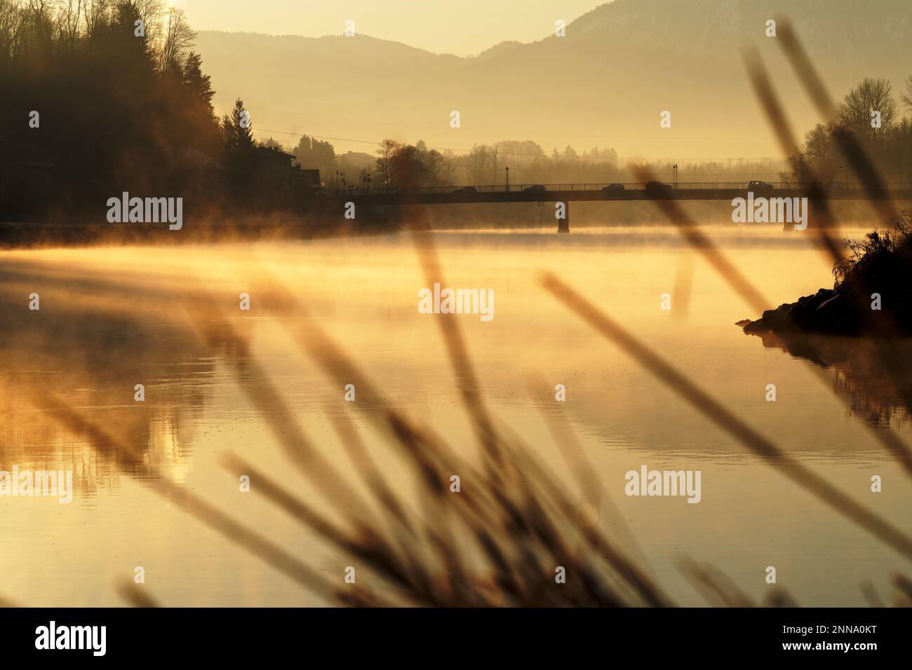 Sonnenaufgang am Innspitz Stockfoto