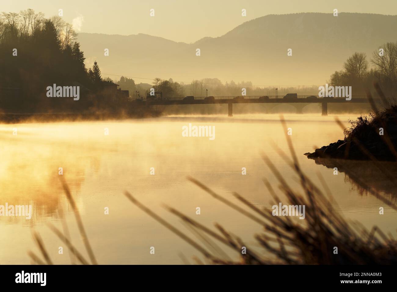 Sonnenaufgang am Innspitz Stockfoto