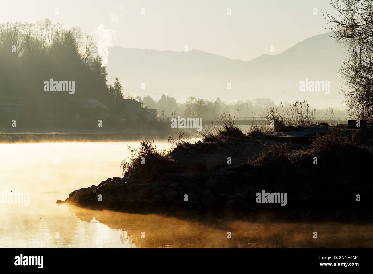 Sonnenaufgang am Innspitz Stockfoto