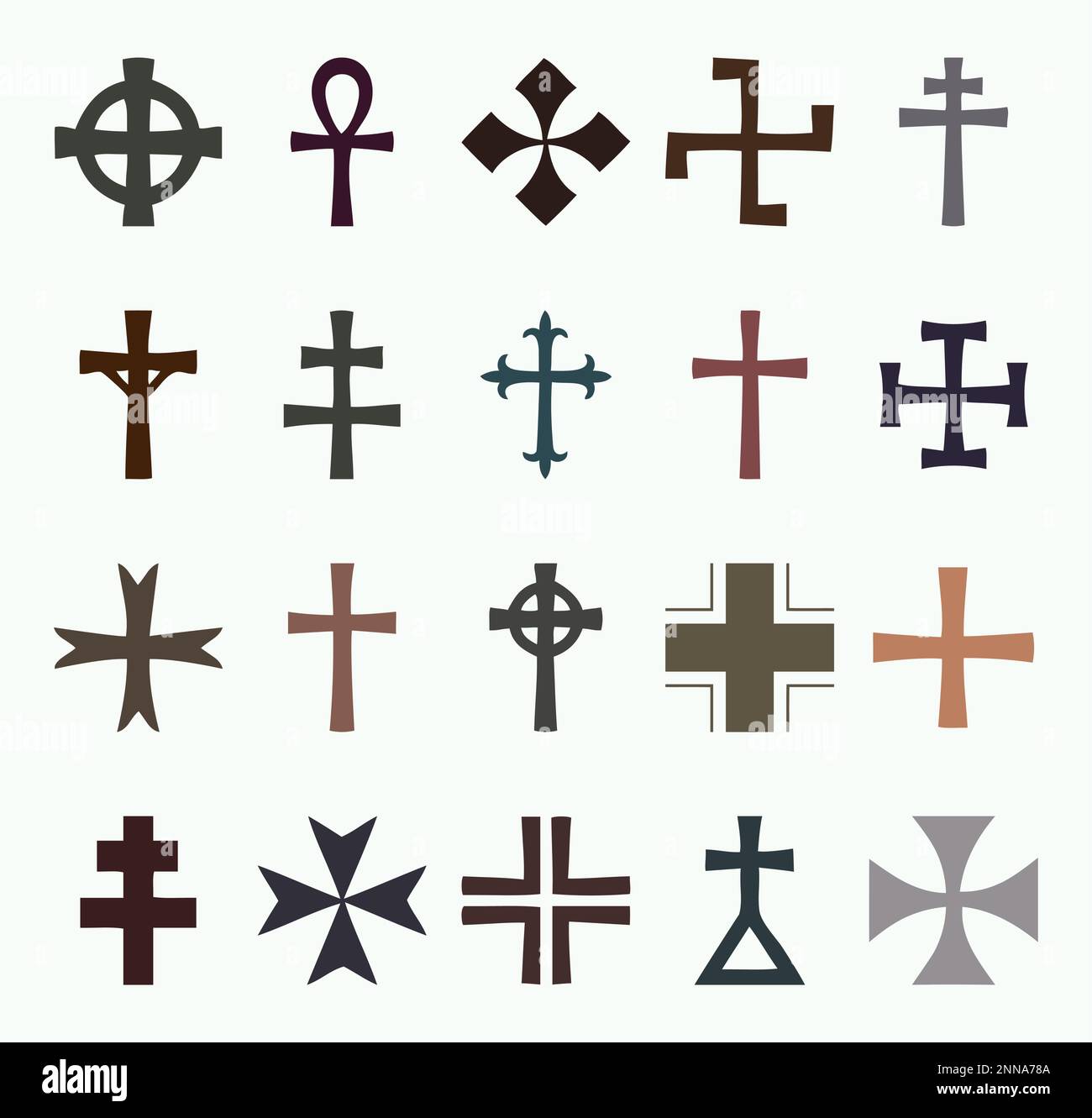 Kollektion Mit Farbigen Cross-Vektor-Symbolen Stock Vektor