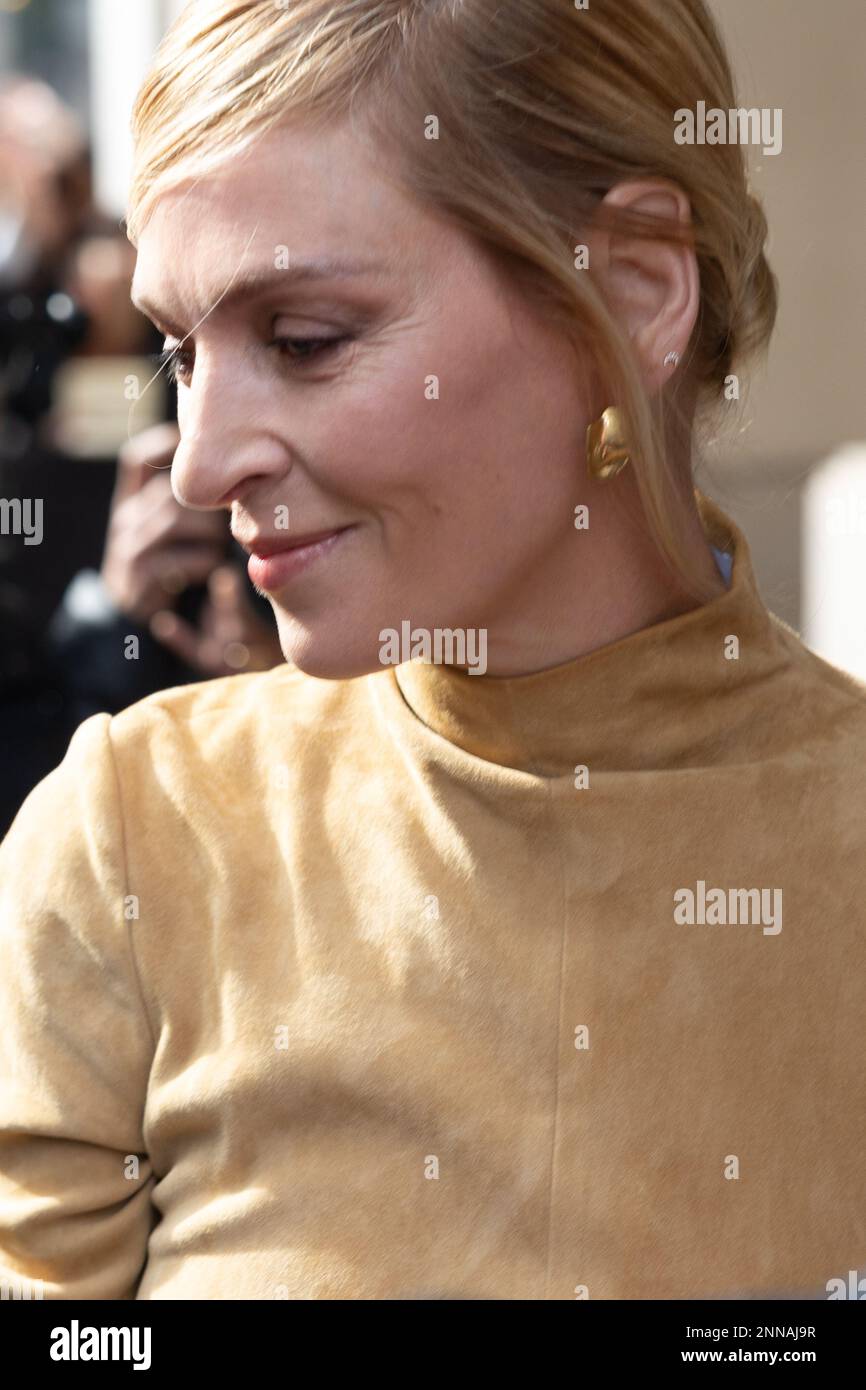 Mailand, Italien. 25. Februar 2023. Uma Thurman wird während der ...