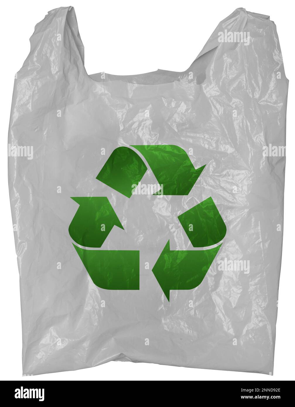 Plastikbeutel mit Recycling-Symbol Stockfoto