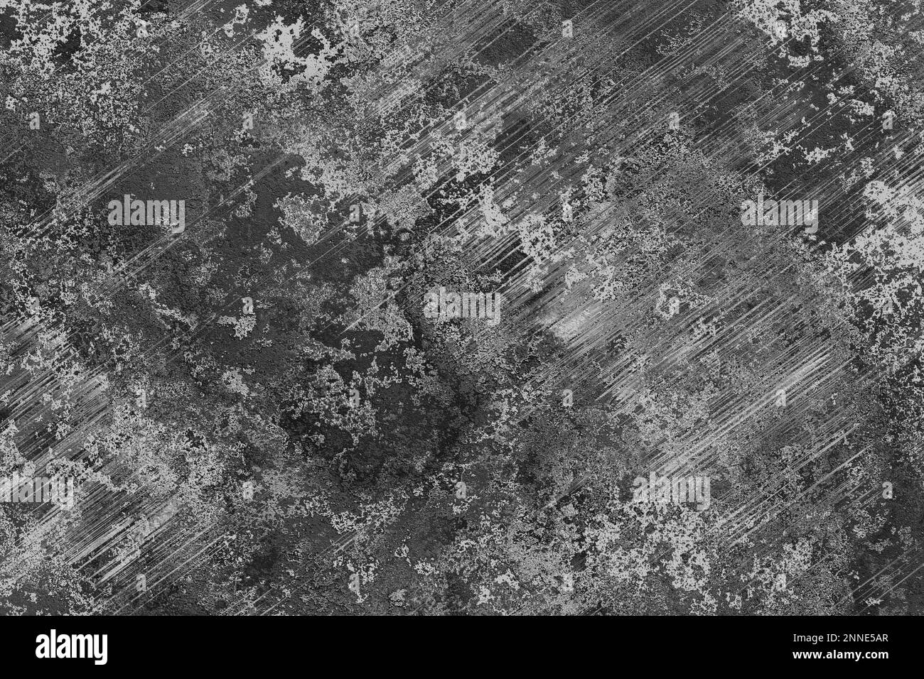 Abstrakte dunkle Textur. Verschmutzter Wandhintergrund oder Tapete mit Platz für Kopien. Grunge graue Textur mit Kratzern. Nahtlose Struktur mit grauem Grunge in Used-Optik Stockfoto