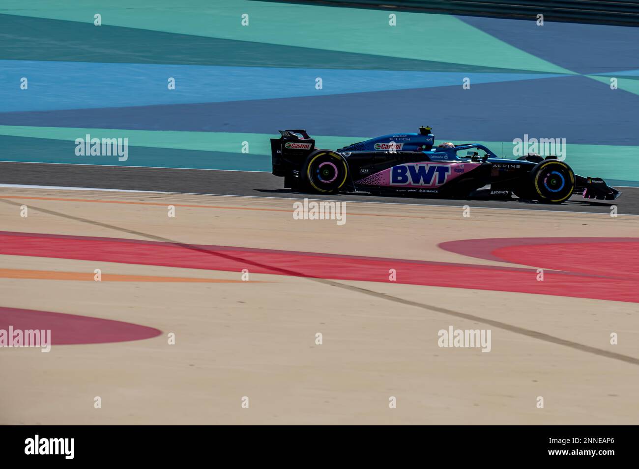 Sakhir, Bahrain, 25. Februar 2023, Pierre Gasly aus Frankreich tritt um Alpine F1 an. Wintertests, die Wintertests der Formel-1-Meisterschaft 2023. Kredit: Michael Potts/Alamy Live News Stockfoto