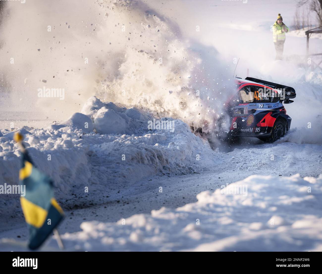 2023-02-11 UME Rally Schweden 2023 Tag 3 Craig Breen (IRL) mit Beifahrer James Fulton (IRL), HYUNDAI SHELL MOBIS WORLD RALLY TEAM, HYUNDAI i20 N RAL Stockfoto