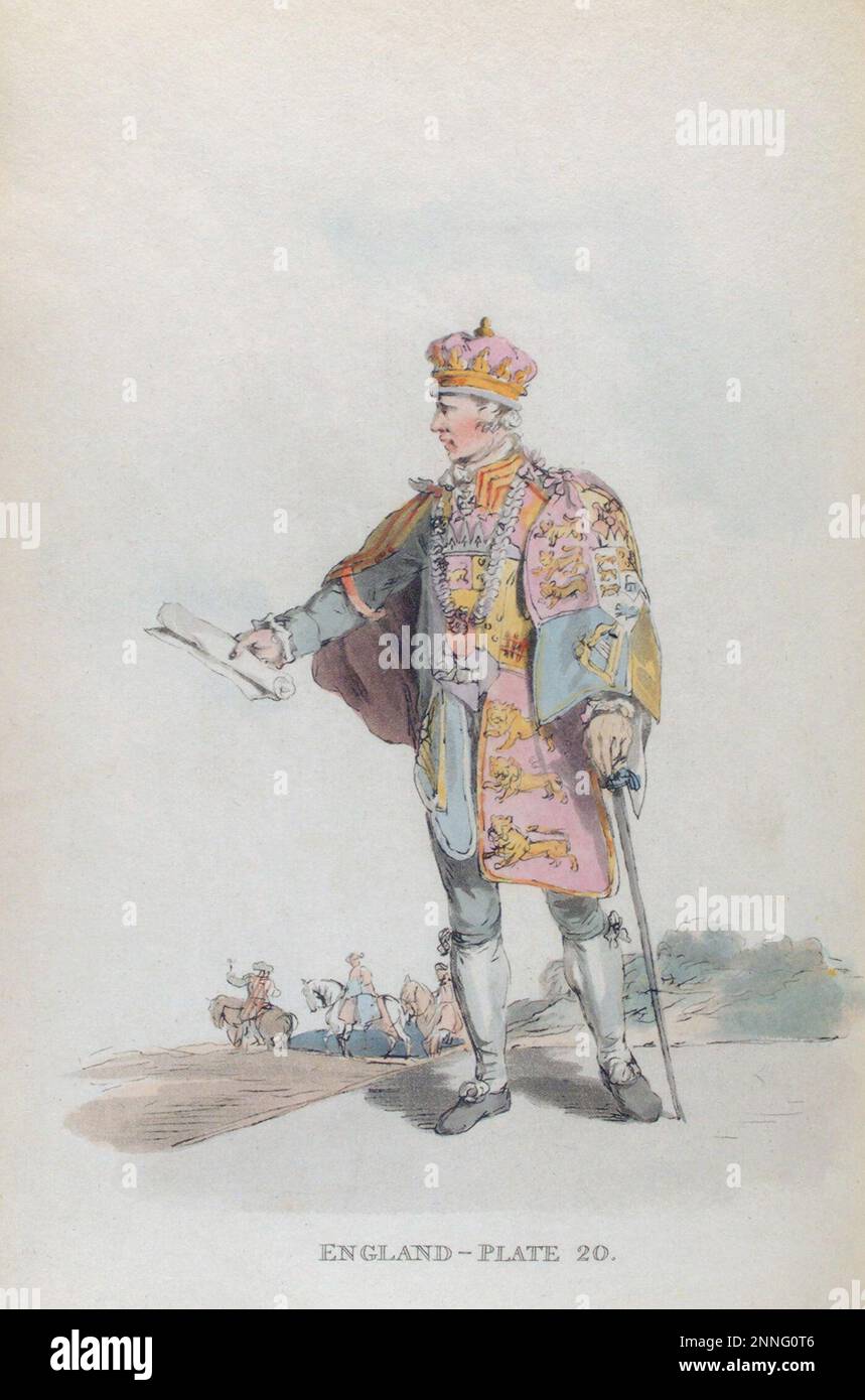 Herald, England, alte Illustration von 1814 Stockfoto