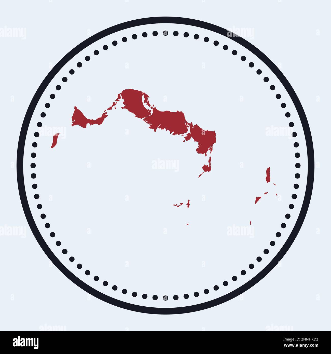 Turks- und Caicosinseln runde Briefmarke. Rundes Logo mit Inselkarte und Titel. Stilvolles minimales Turks- und Caicosinseln-Abzeichen mit Karte. Stock Vektor