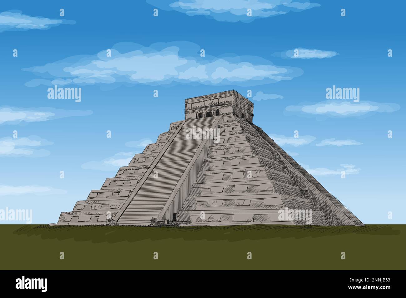 Aztekische Steinpyramide. Stock Vektor