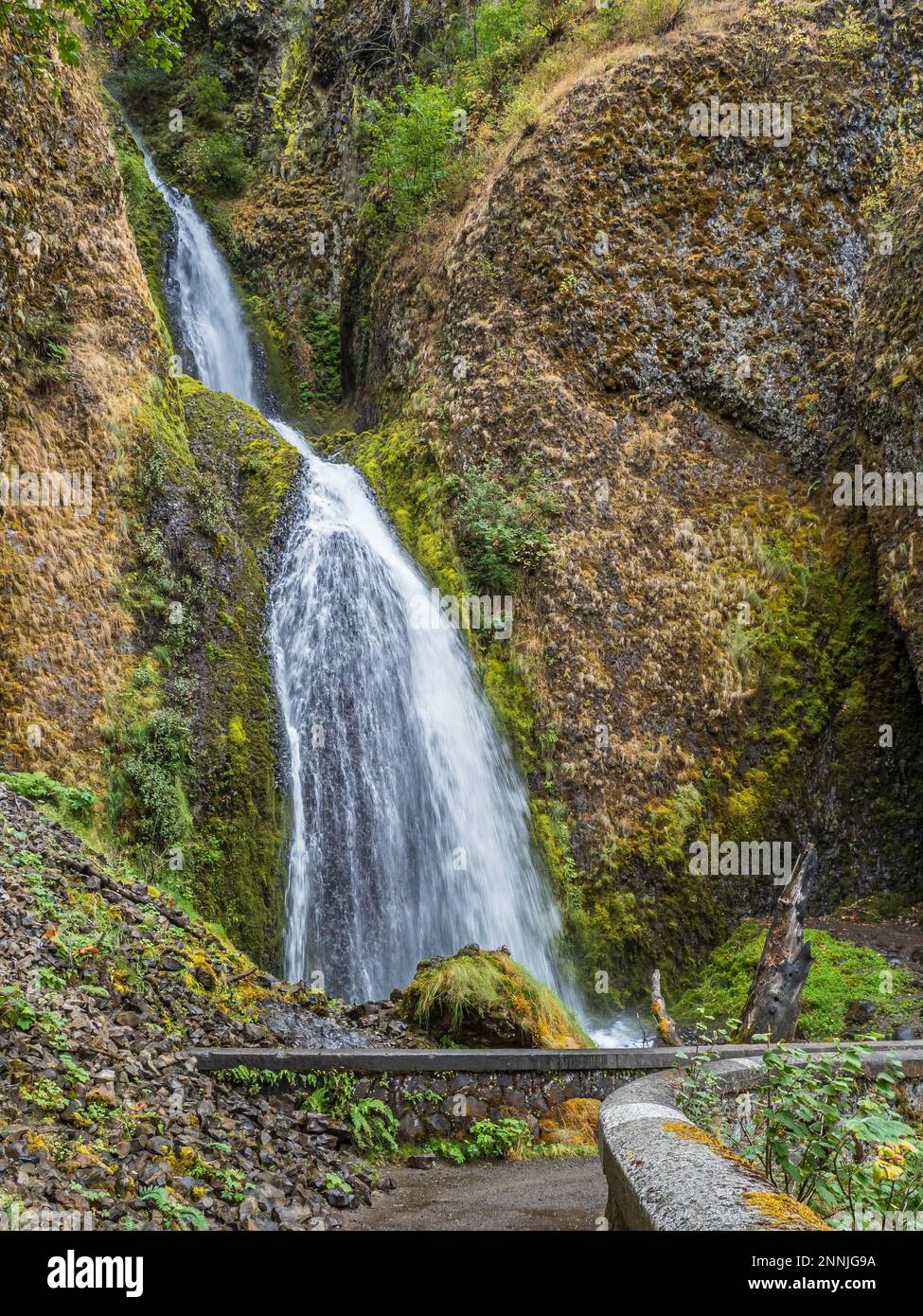 Wahkeena Falls, Columbia River Gorge National Scenic Area, Oregon. Stockfoto