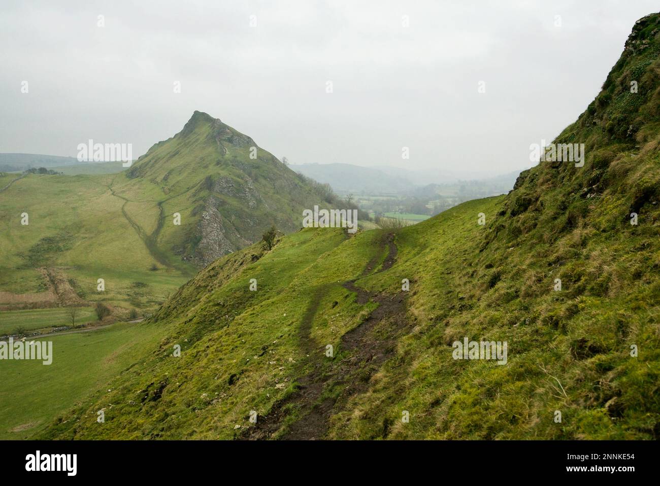 Parkhouse Hill und Chrome Hill, Peak District National Park, Derbyshire, England, Großbritannien. Staffordshire Moorlands. (Dragons Back Ridge) Stockfoto