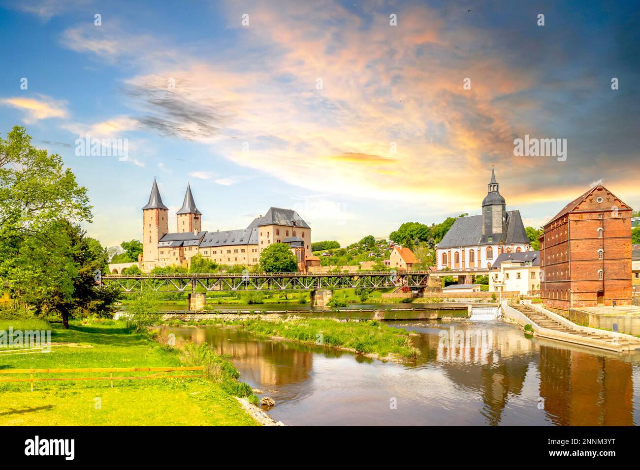 Blick über Rochlitz, Deutschland Stockfoto