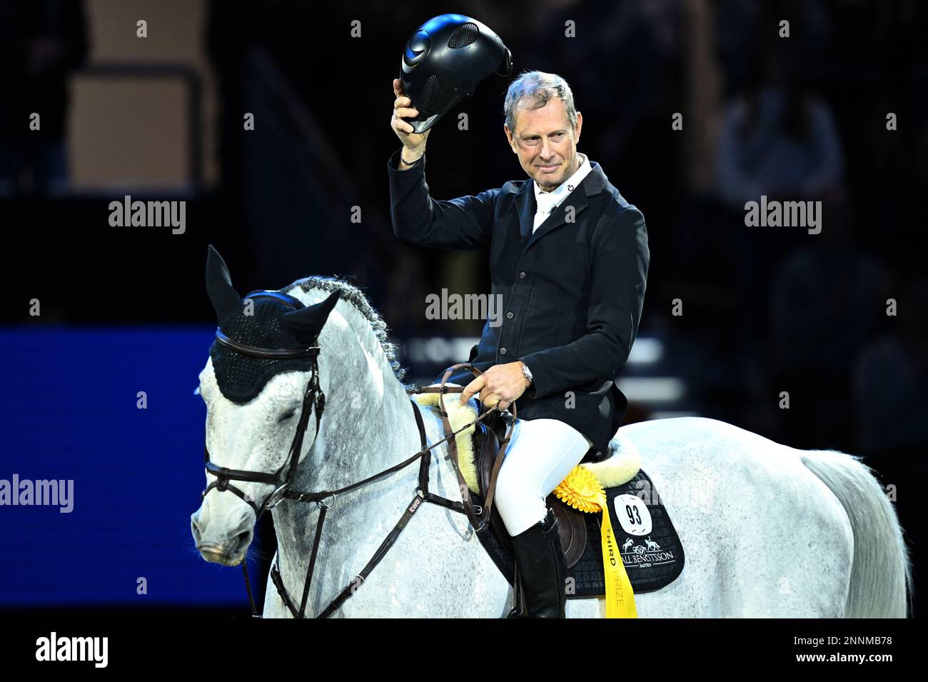 Rolf-Goran Bengtsson von Schweden auf dem Pferd Zuccero auf dem dritten Platz in der Göteborger Trophäe während der Göteborger Pferdeshow am 25. Februar 2023 in Gotenburg, Schweden. Foto: Bjorn Larsson Rosvall/TT kod 9200 Stockfoto