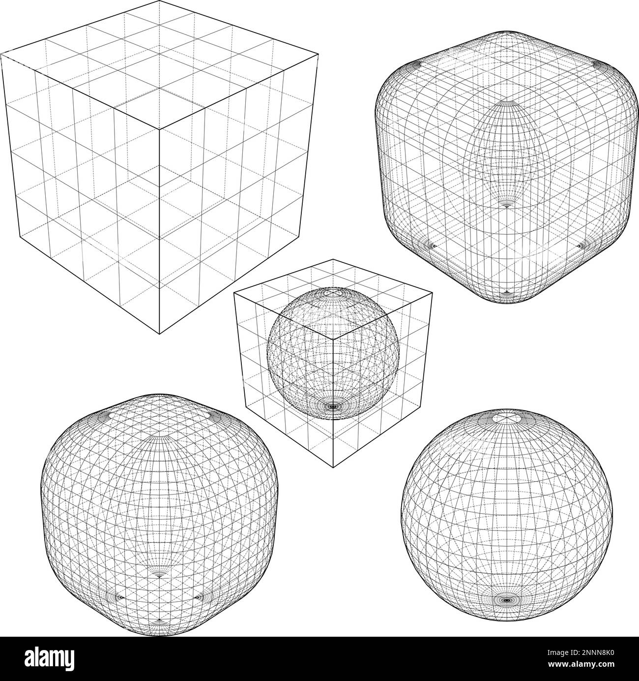Vom Einfachen Zum Komplizierten Kugelformvektor. Abbildung Isoliert Auf Weißem Hintergrund. Eine Vektordarstellung der geometrischen Form. Stock Vektor