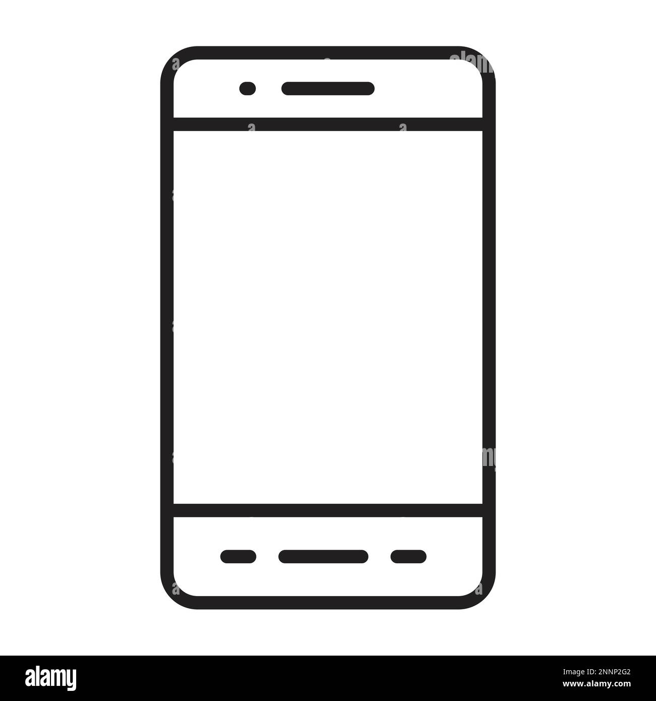 Smartphone-Symbol schwarz, Umrissvektor des Handysymbols, Touchscreen-Telefonleitung, trendiger Vektor des Smartphone-Symbols 10 Stock Vektor