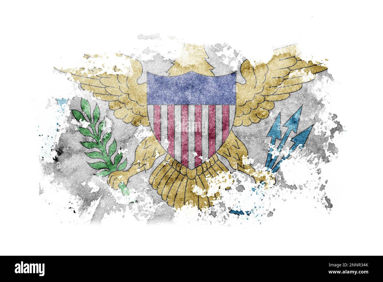 Vereinigte Staaten von Amerika, Amerika, USA, USA, Hintergrund der Jungferninseln auf weißem Papier mit Aquarell Stockfoto