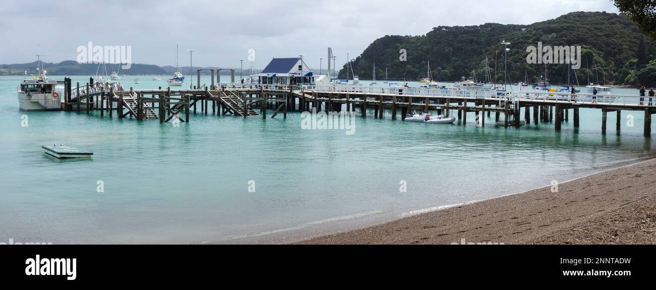 Pier in Russell, Northland Region, North Island, Neuseeland Stockfoto