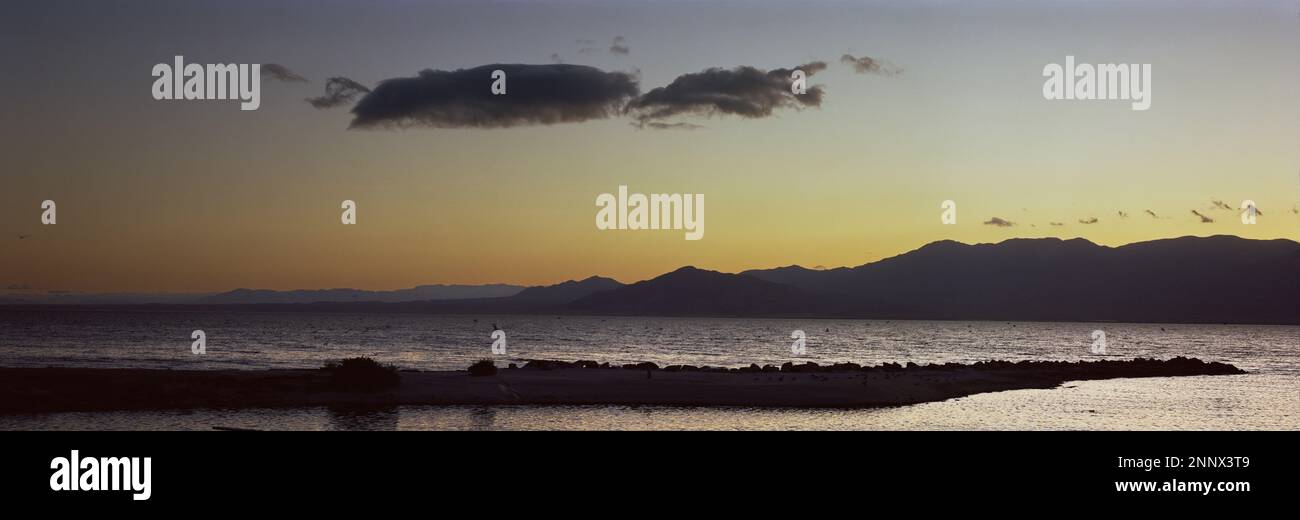 Salton Sea Beach bei Sonnenuntergang, Kalifornien, USA Stockfoto