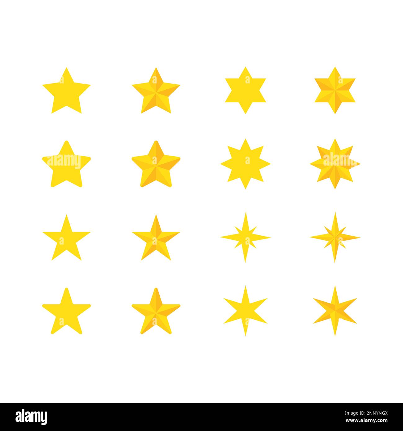 Sammlung gelber Sternsymbole Stock Vektor
