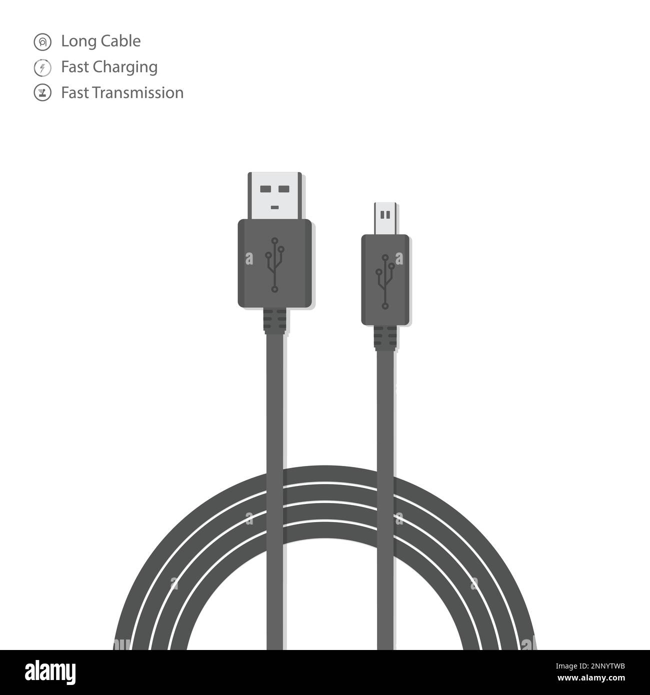 Vector-Design Smartphone-Ladekabel isoliert, weißer Hintergrund Stock Vektor