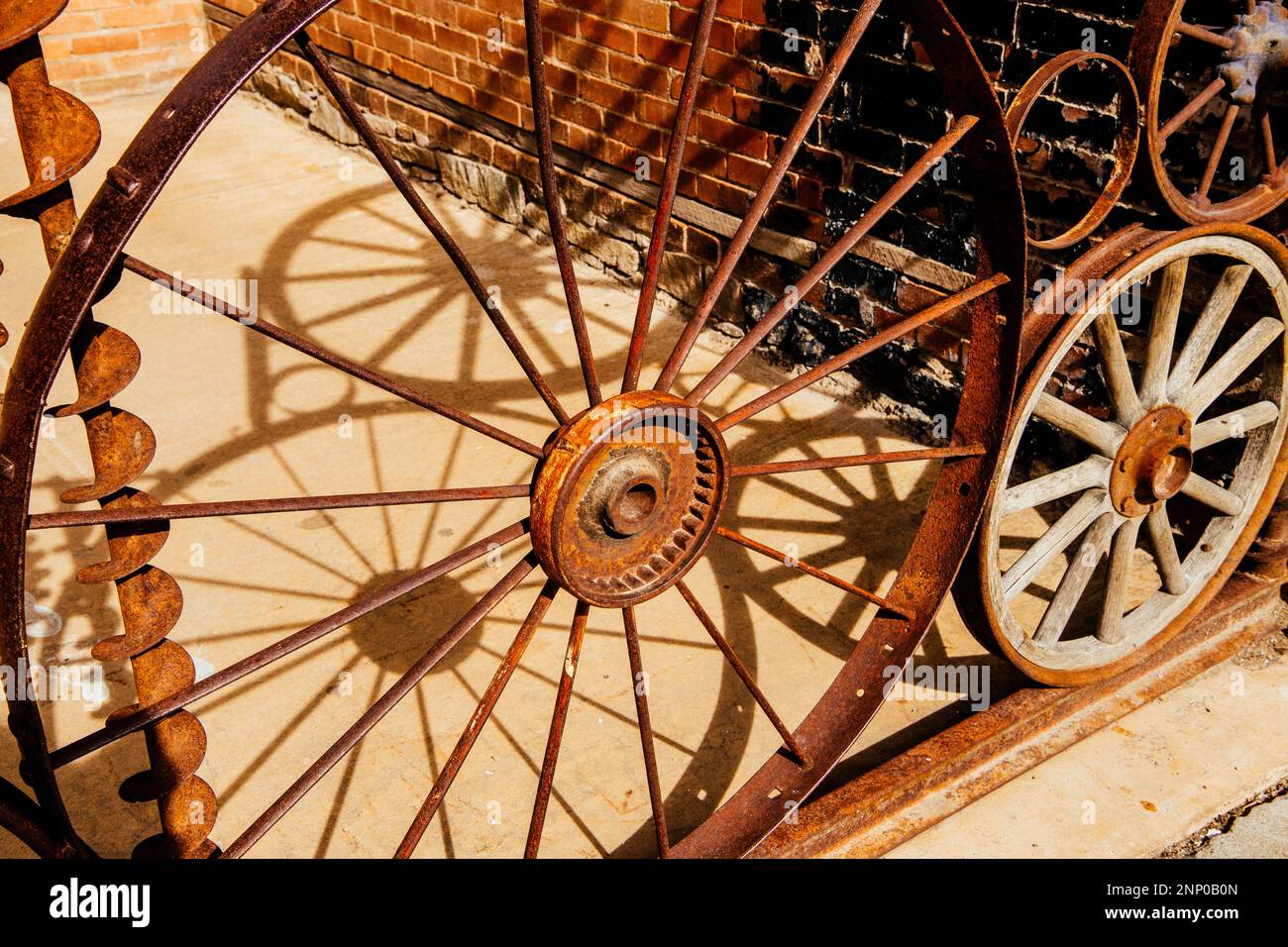 Wagenradzaun in Durango, Colorado, USA Stockfoto