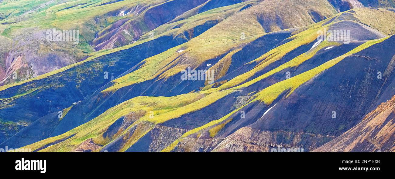 Berge im Sonnenlicht, St. Elias Nationalpark und Schutzgebiet, Wrangell, Alaska Stockfoto