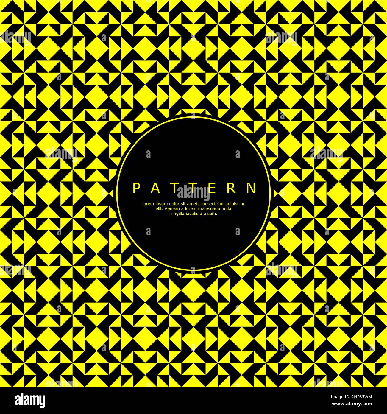 Gelbes geometrisches Dreieck abstraktes Muster. Modernes symmetrisches Muster. Stock Vektor